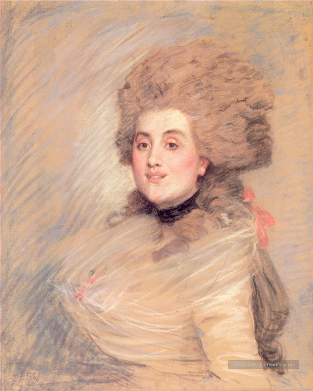 Portrait d’une actrice en robe du 18e siècle James Jacques Joseph Tissot Peintures à l'huile